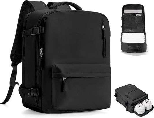 VGCUB Travel Backpack for Women Men for Spirit Airlines Personal Item Bag 18x14x8 Inches Laptop College Waterproof Carry on Flight Approved Work Backpack Mochila de Viaje,Large Black