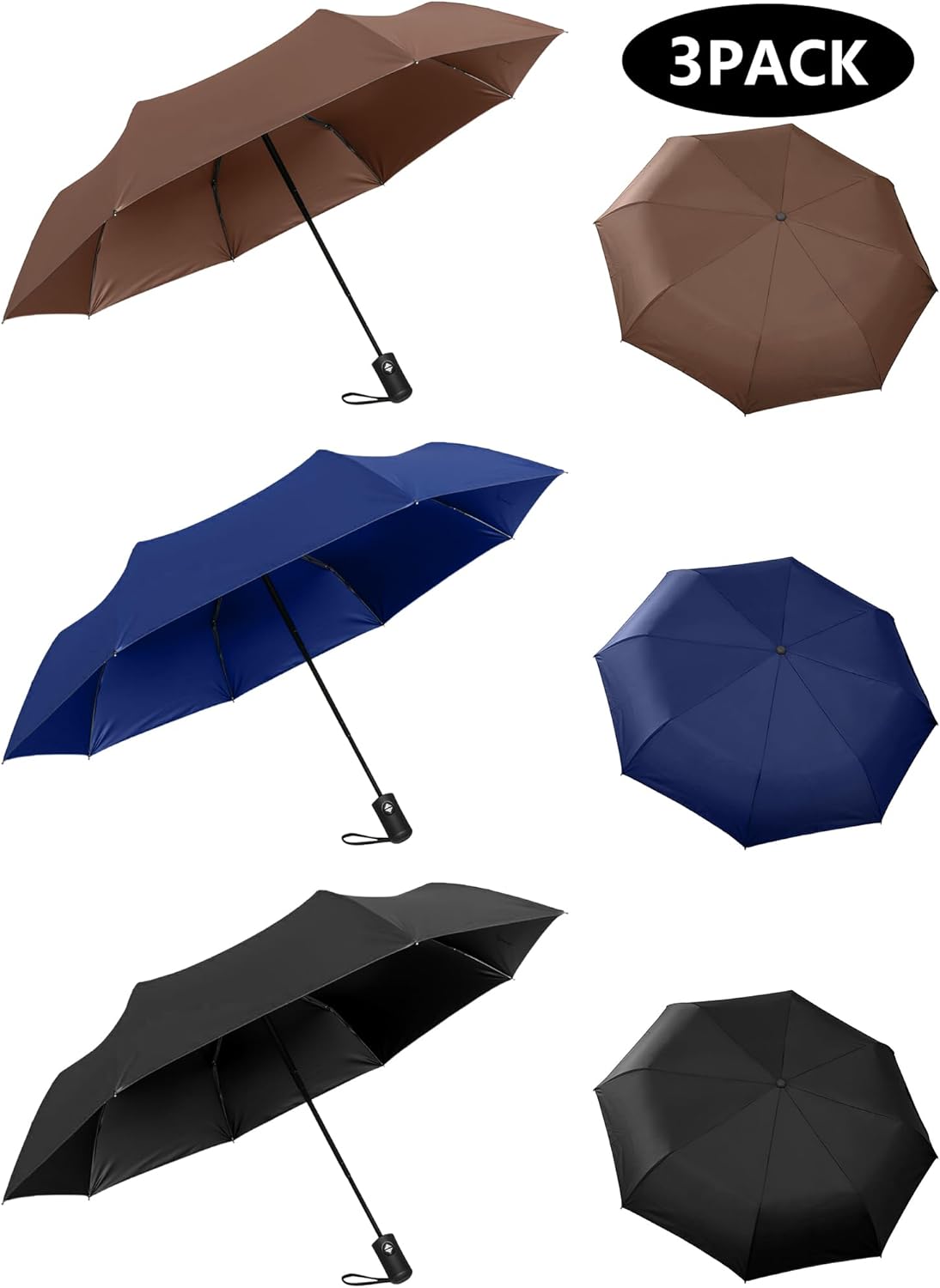 RONIARE 2 Packs Travel Umbrellas for rain Windproof Compact Umbrella Folding Small Strong and Portable Automatic Open and Close - Men and Women