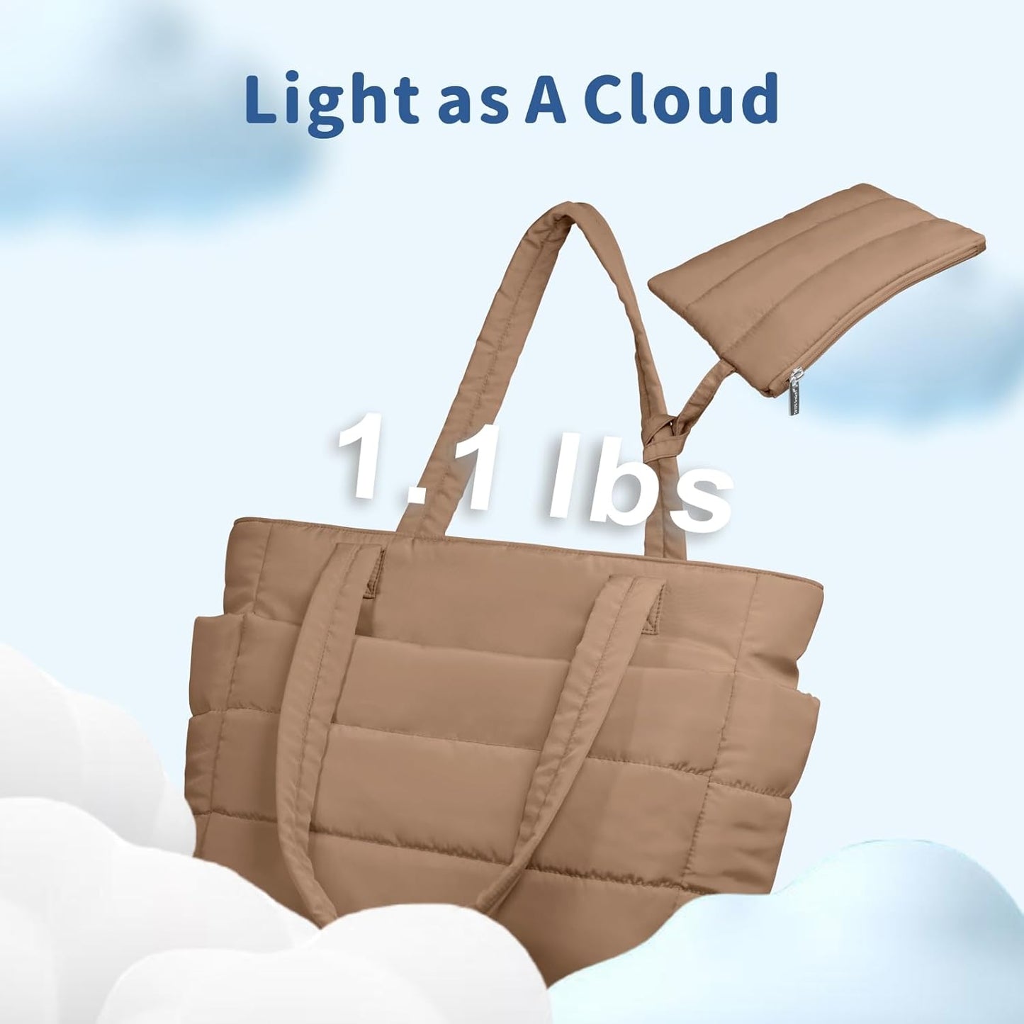 TOPDesign Puffer Tote Bag for Women, Lightweight Puffy Handbag with Compartments, Quilted Shoulder