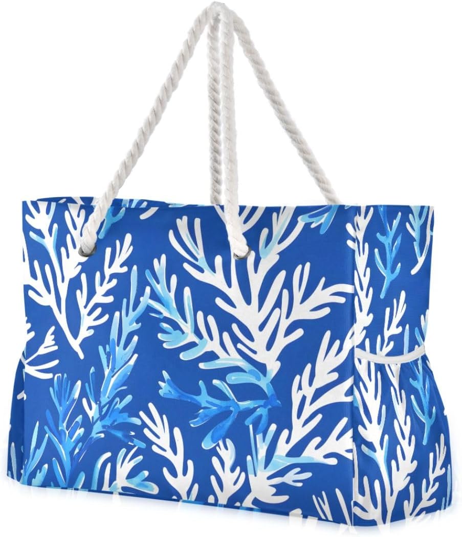 senya Large Beach Bags Totes Swim Canvas Tote Shoulder Bag Water Resistant Bags for Gym Travel Daily