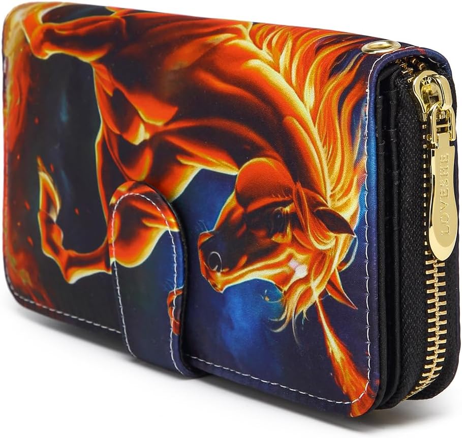 Women Wallet Card RFID For Womens Holder Blocking Credit Small Zipper Purse Pocket Bifold Slim Coin ID Ladies Wristlet Clutch Large Capacity Window Case Travel Zip Women's