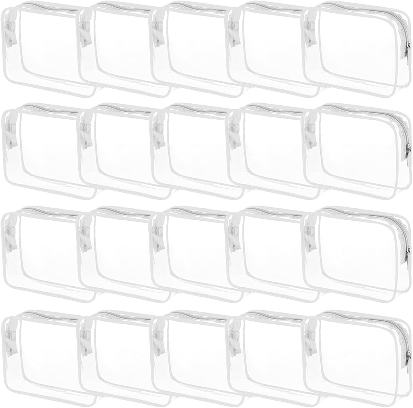 20 Pack Clear Cosmetics Bags for Women Men Waterproof Toiletry Bags PVC Makeup Bags Organizer Case with Zipper for Travel Bathroom (20 White(Large))