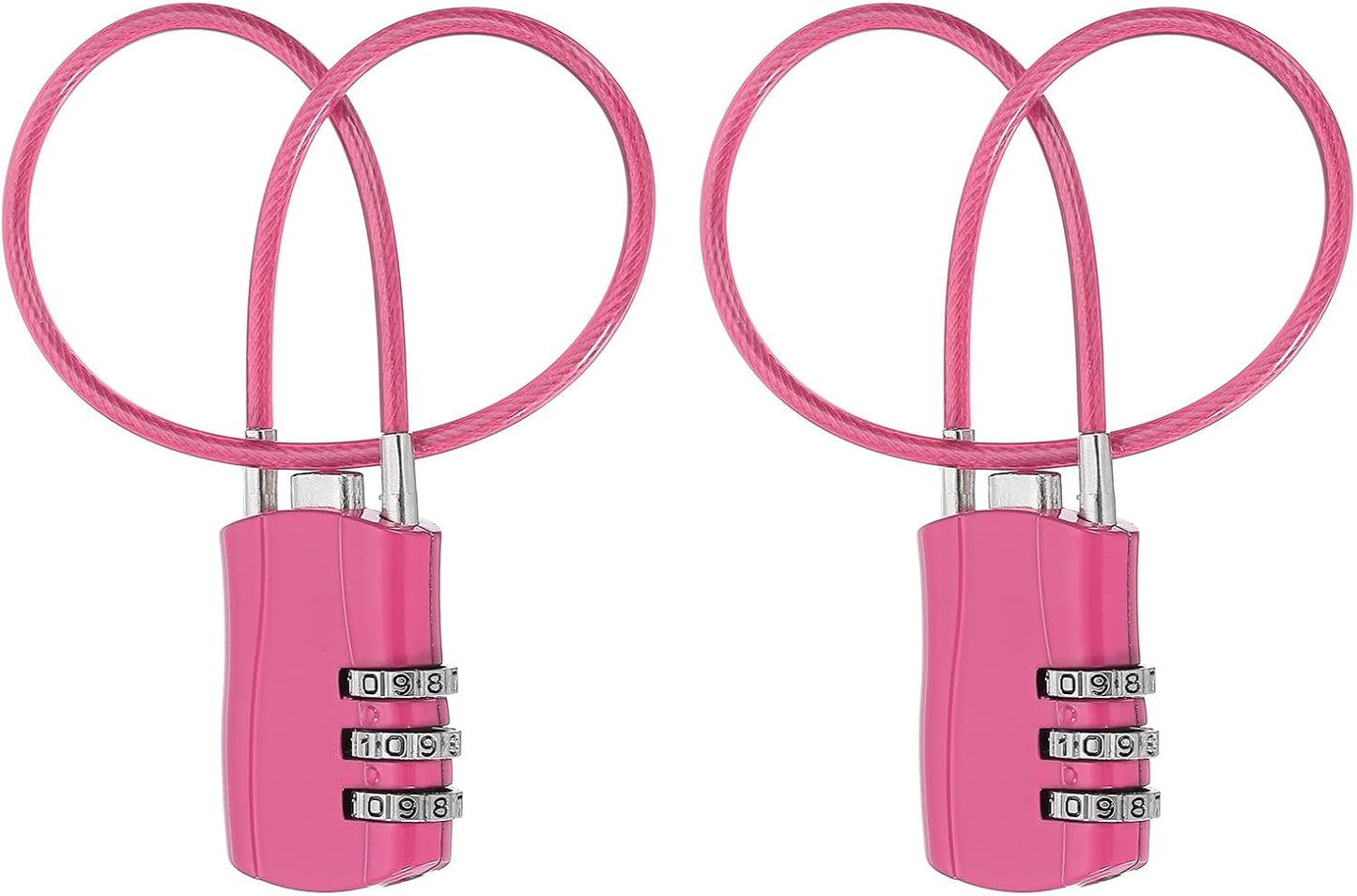 MECCANIXITY 2 Pcs Luggage Travel Lock, 3 Digit Cable Combination Lock 1-3/16" Width Body with 12"