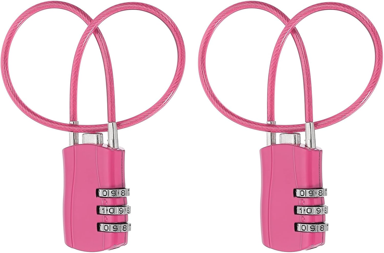 MECCANIXITY 2 Pcs Luggage Travel Lock, 3 Digit Cable Combination Lock 1-3/16" Width Body with 12"