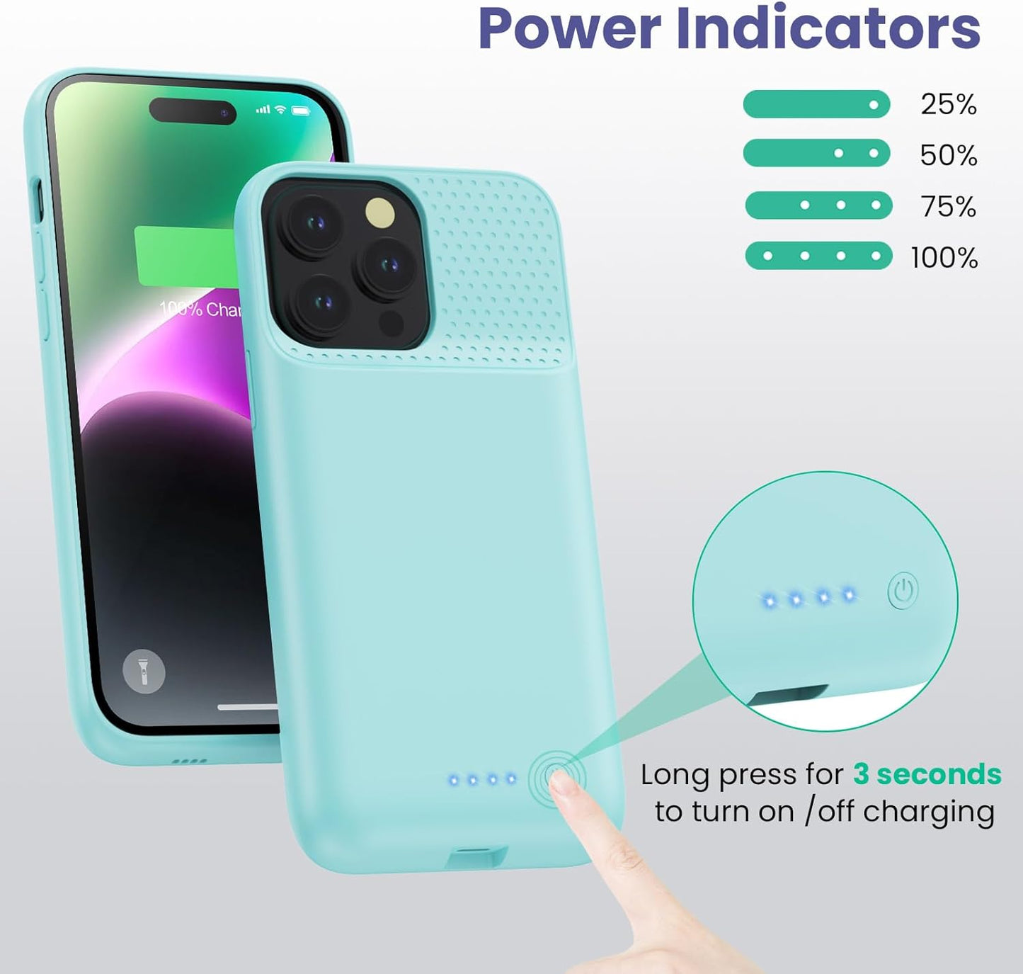 Battery Case for iPhone 14 Pro Max/14 Plus/13 Pro Max, [2024 Upgraded] Ultra-Slim 8600mAh Portable Extended Charger Case for iPhone 14 Pro Max, 14Plus, 13Pro Max Charging Case (6.7inch),Green