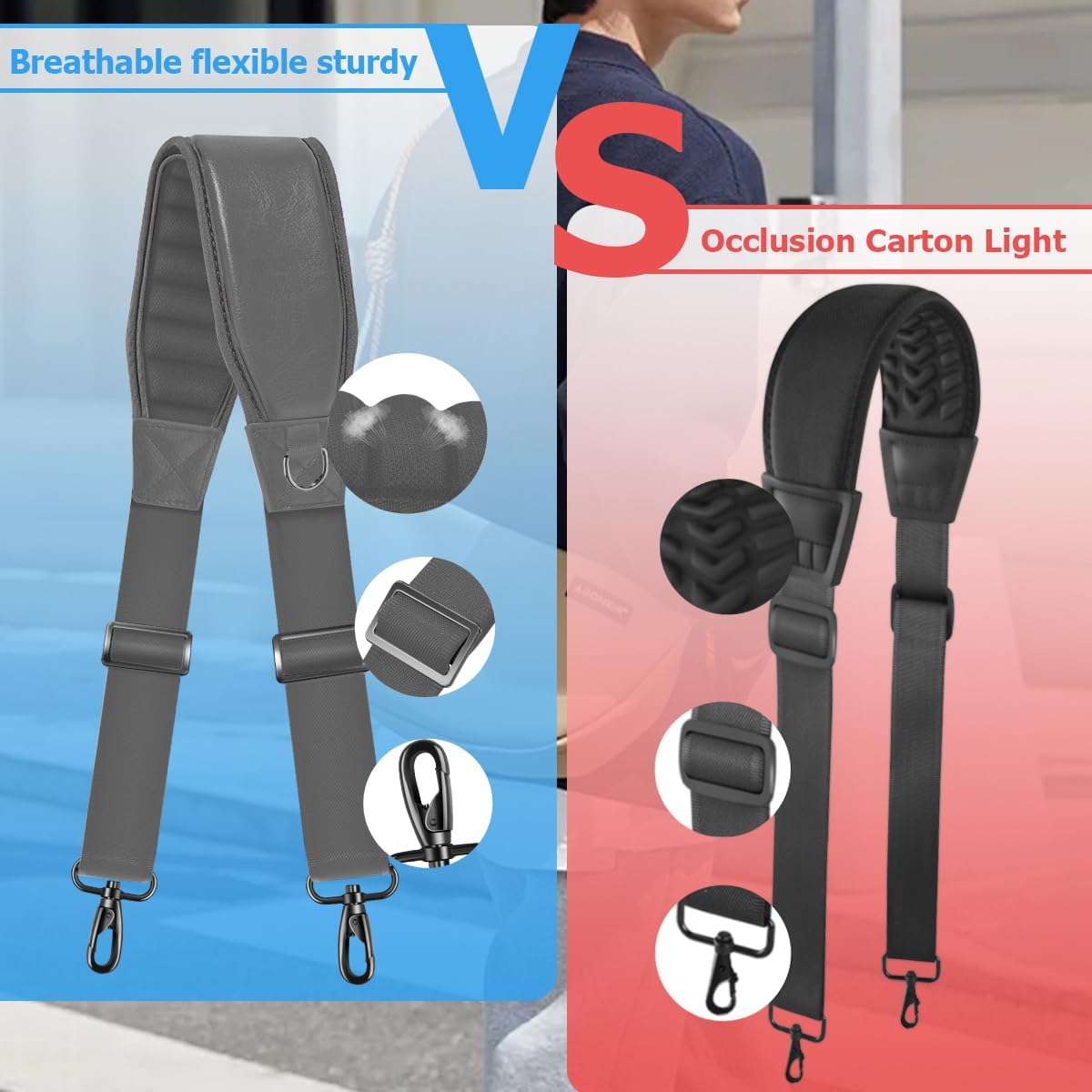 ZINMARK Shoulder Strap 79" with Fixed Pad and Dual Balance Buckles and Swivel Metal Hooks for Travel Bag and Most Bags