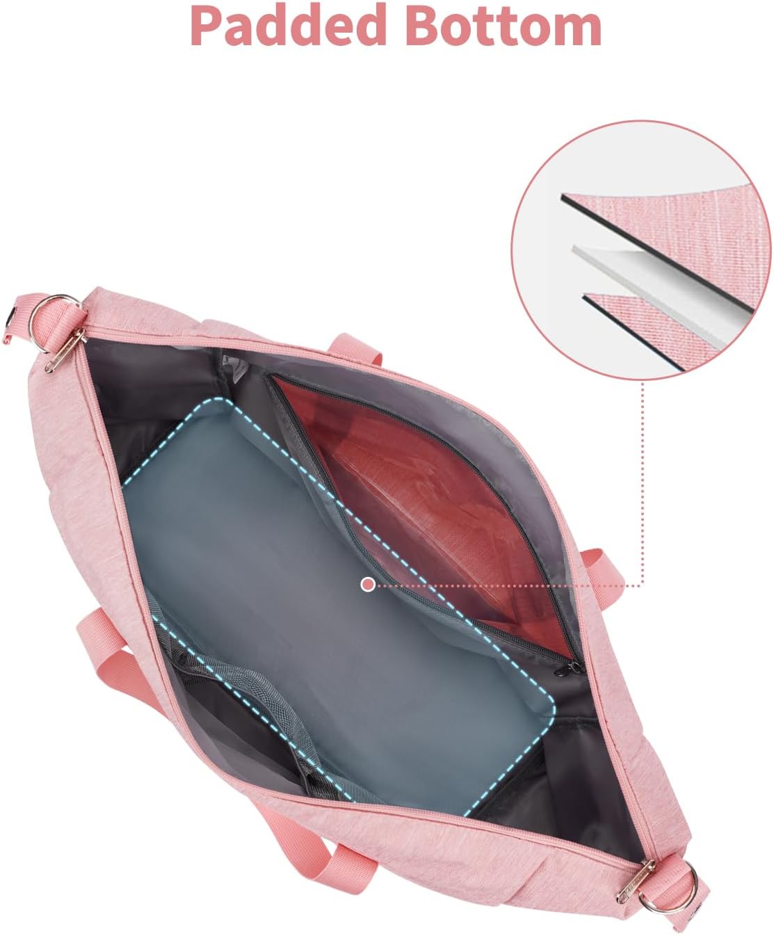 Narwey Weekender Bag for Women - Overnight Travel Duffel, Hospital, Spirit Airlines Personal Item 18x14x8, Carry-on Underseat With Wet Pocket, Small Gym (Pink)