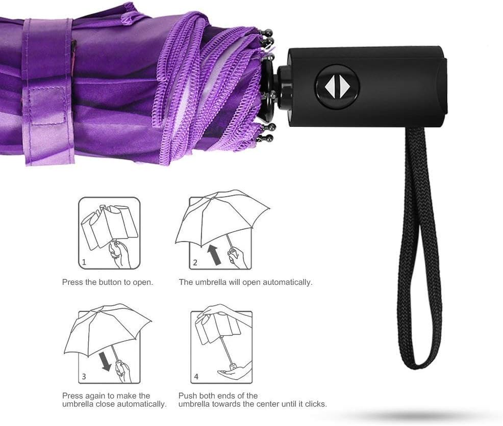 YumSur Compact Travel Umbrella - Windproof, Reinforced Canopy, Tested in 60mph Winds, Strong Reinforced Windproof Umbrella, One Touch Auto Open/Close for Men & Women
