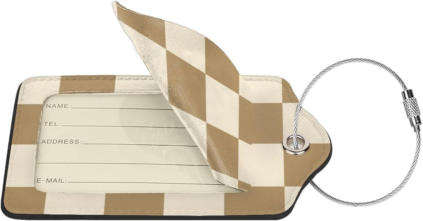 Luggage Tags for Suitcases, 2 Pack Cute PU Leather Luggage Tag TSA Approved with Stainless Steel Loop and Address Card Baggage Tag for Travel&Hotel Stays&Cruise Ships&Shipping and Mailing(Coffee)