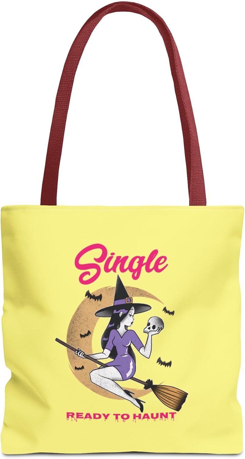 Single and Ready to Haunt Tote Bag, Halloween Tote for Singles, Witchy Accessories, Breakup Gift for Her, Fall Vibe Tote