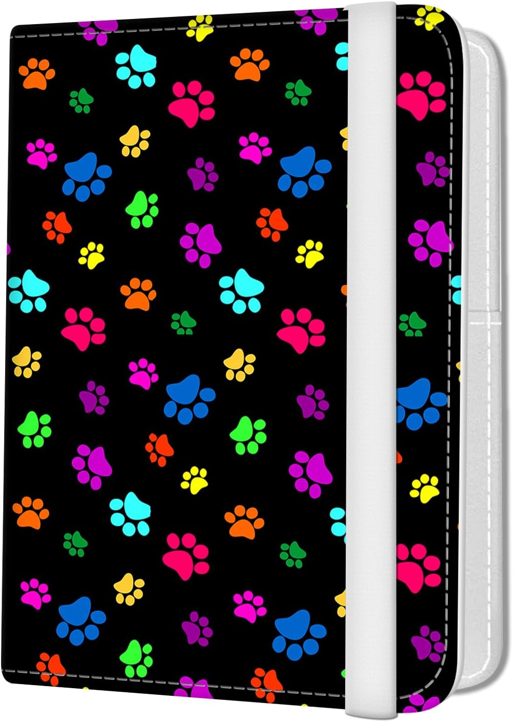 Passport Holder for Travel Essentials, Leather RFID Blocking Passport Wallet Cover Case, Cute Passport Book Holders for Women and Men Colorful Dog Paws