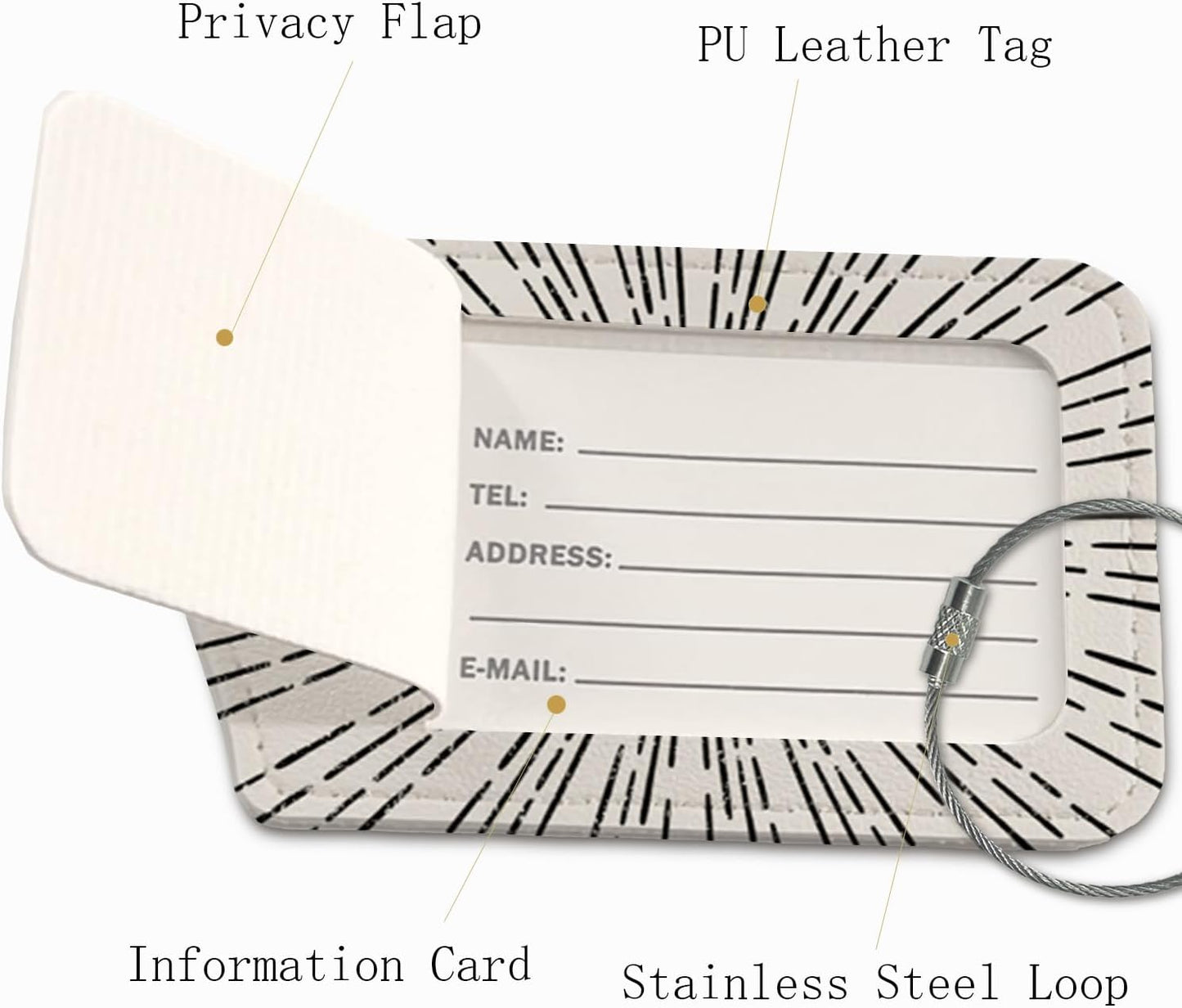 Boho Sun Luggage Tags for Suitcases,Black and White 2 Pack Travel Suitcase Tags,Traveling Accessories,Baggage Tag Label with Steel Loop,Boho Lover Gifts