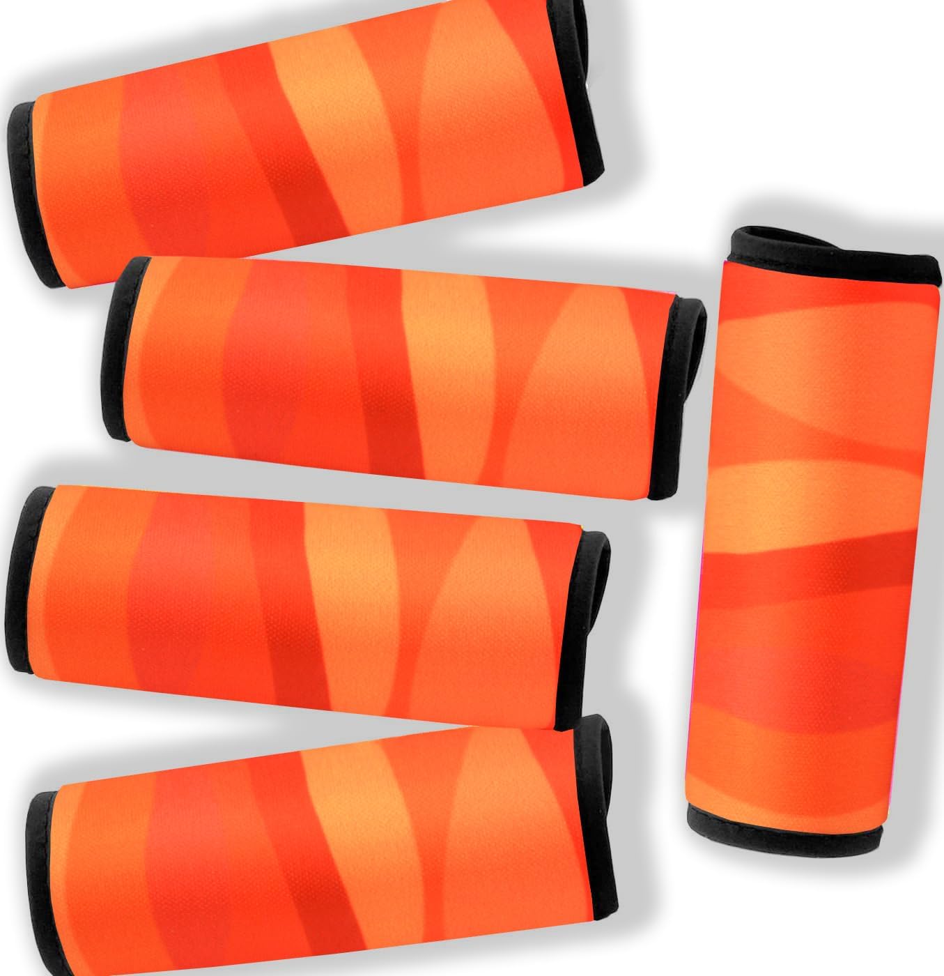 5 Pack Neoprene Luggage Handle Wraps for Suitcase Travel Luggage Tags/Identifiers/Marker/Grips (2.0 Version) (Orange)
