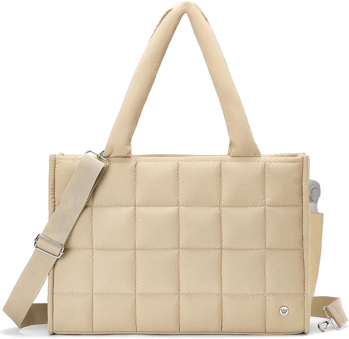 WESTBRONCO Puffer Crossbody bags for Women Puffy Quilted Tote Handbags Nylon Weekender Overnight Bag with Adjustable Strap