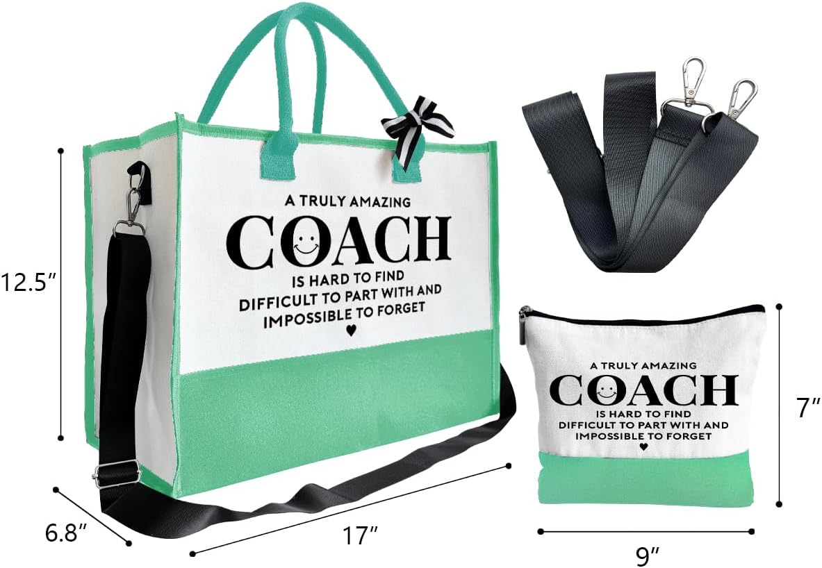 Amazing Coach Tote Bag, Women's Canvas Handbags, Shoulder Beach Bag, Thank You Gift for Female Coach, Gifts for Female Coaches, Canvas Tote Bag With Zipper, Makeup Bag H1
