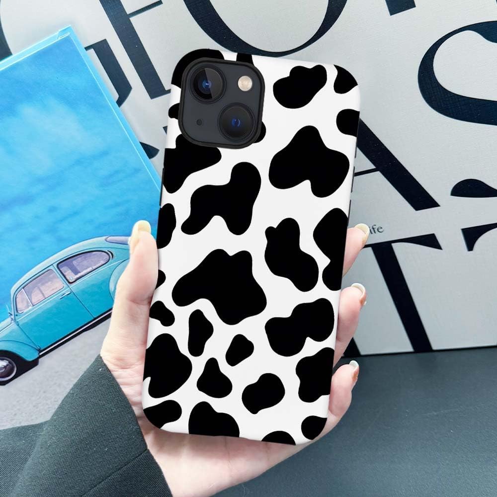 SEized Case Compatible with for iPhone 14 Plus,Black White Cow Pattern Phone Case for Girl Women Boy Men,Durable Protection Case for iPhone 14 Plus