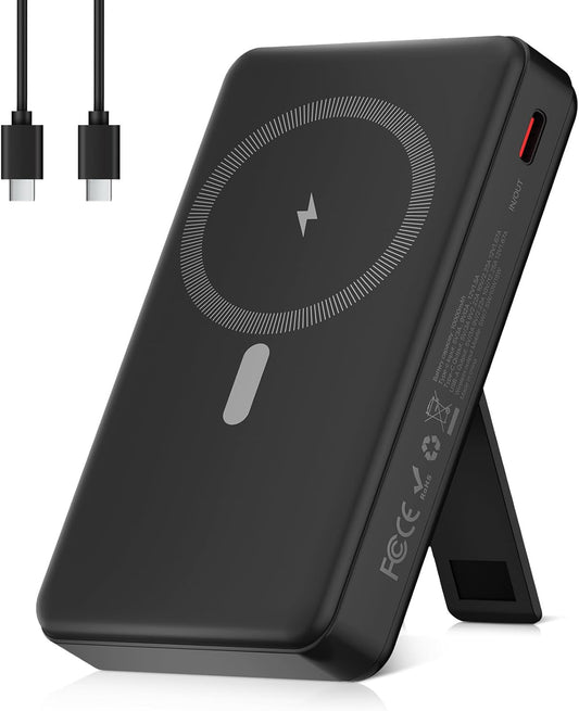 Magnetic Portable Charger, 10000mAh Wireless Power Bank with Stand and USB C in/Out LED Display, Battery Pack for iPhone 16/15/14/13/12/Pro/Mini/Pro Max