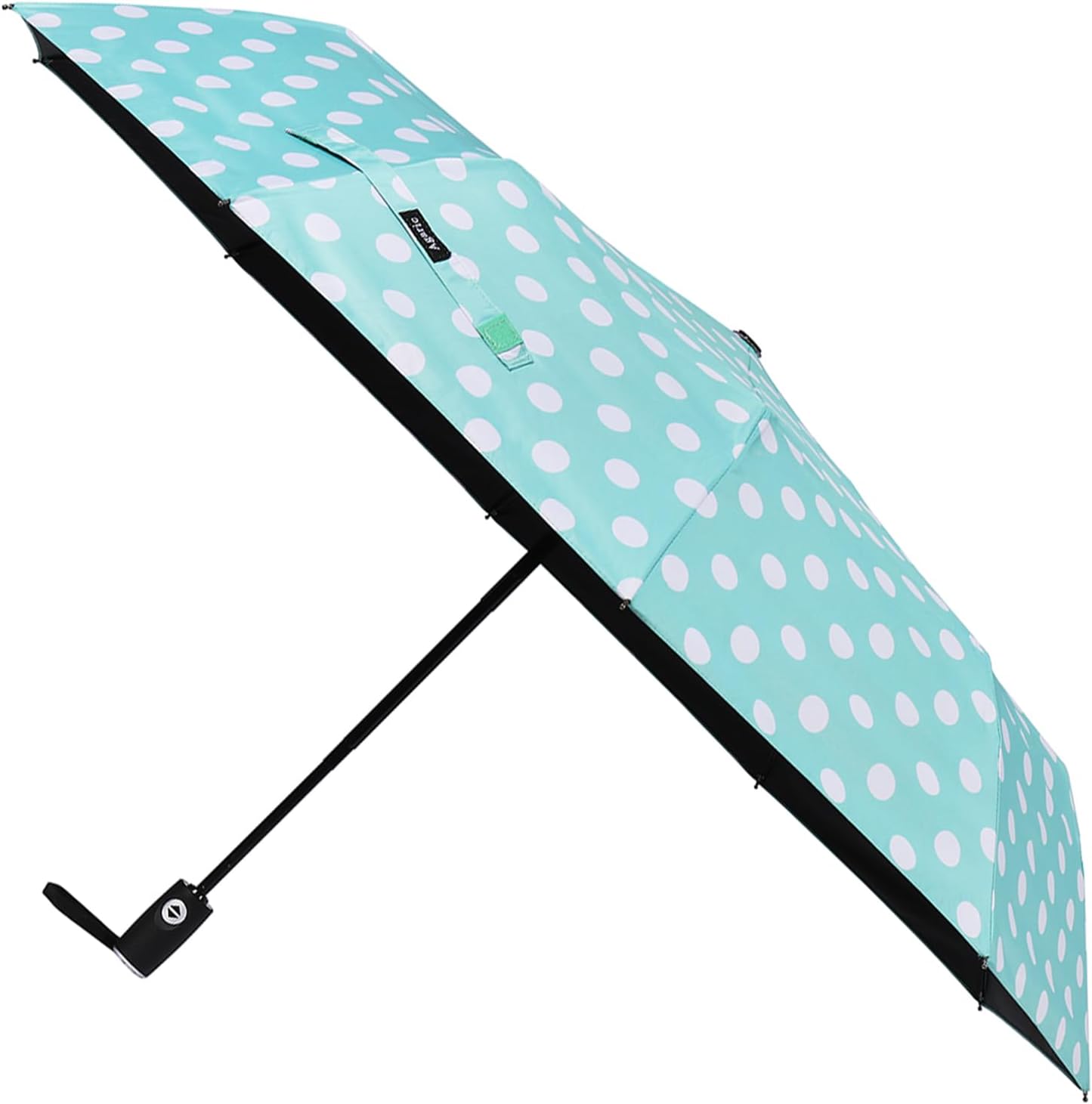 Agaric Cute Polka Dots Large Travel Umbrella for Rain & Sun, 46” UV Protection Auto Open Close Waterproof Folding Umbrella Windproof Compact Umbrella
