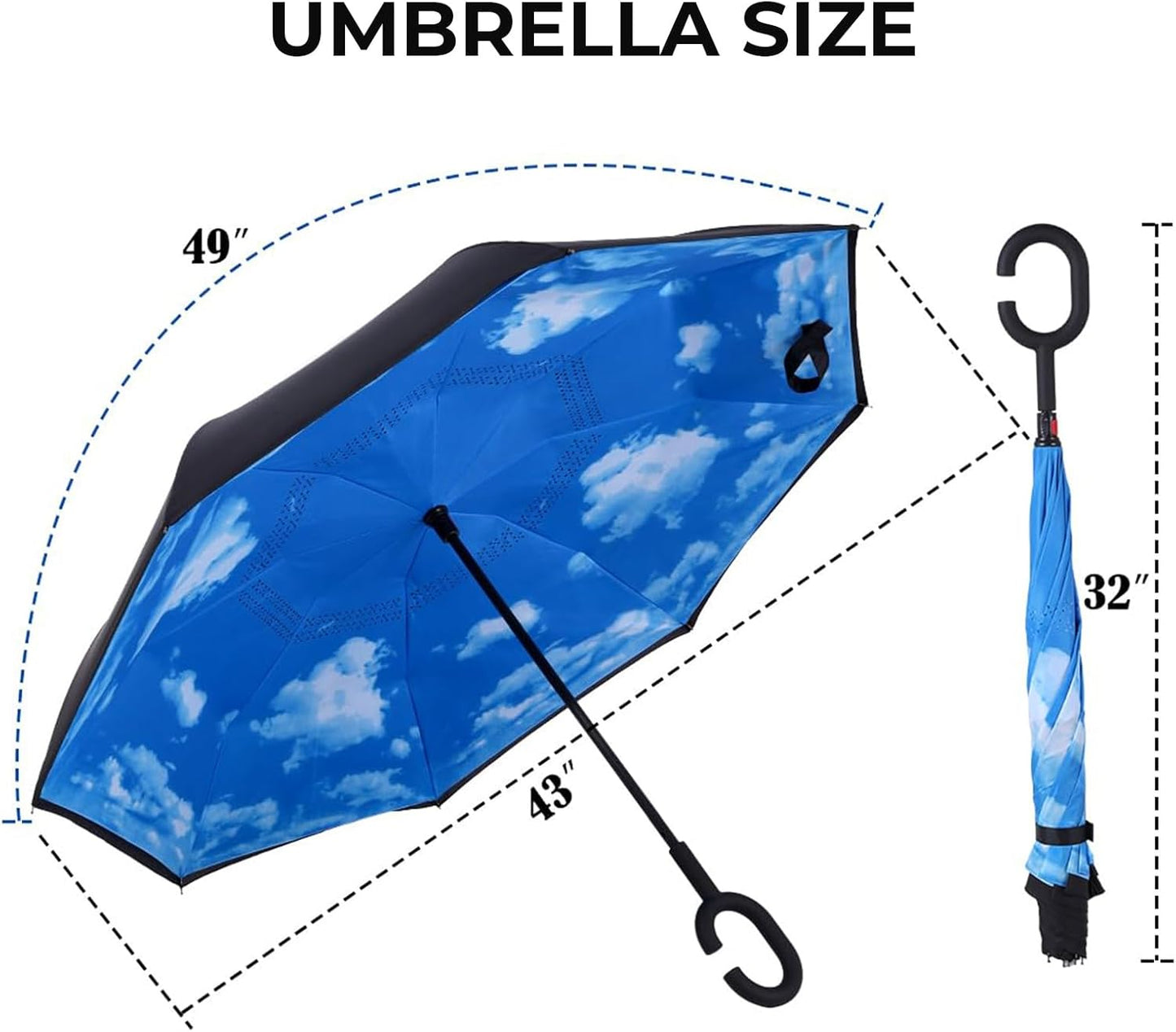 LLanxiry Windproof Inverted Umbrella, Large Reverse Umbrellas for Rain with C-shaped Handle Big Upside Down Inside Out Umbrella for Women & Men