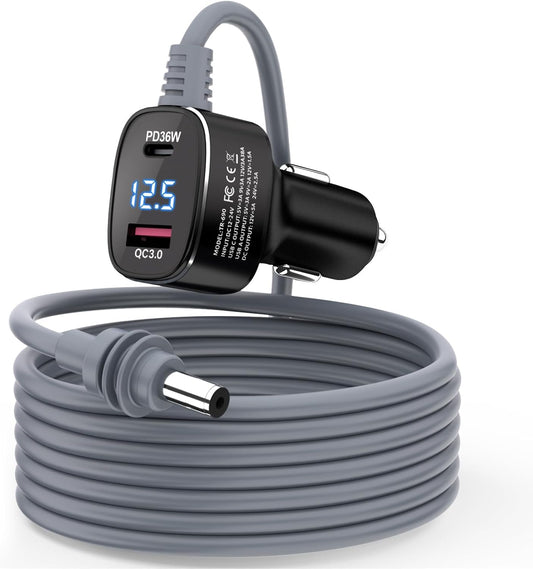 Starlink Mini Cable 3 in 1 DC Power Cable Aluminium Alloy Cigarette Lighter Adapter 12V-48V with Digital Display, Durable USB C PD 40W and USB A 35W Ports for Cars,Yacht, Trucks and RVs etc(10FT)