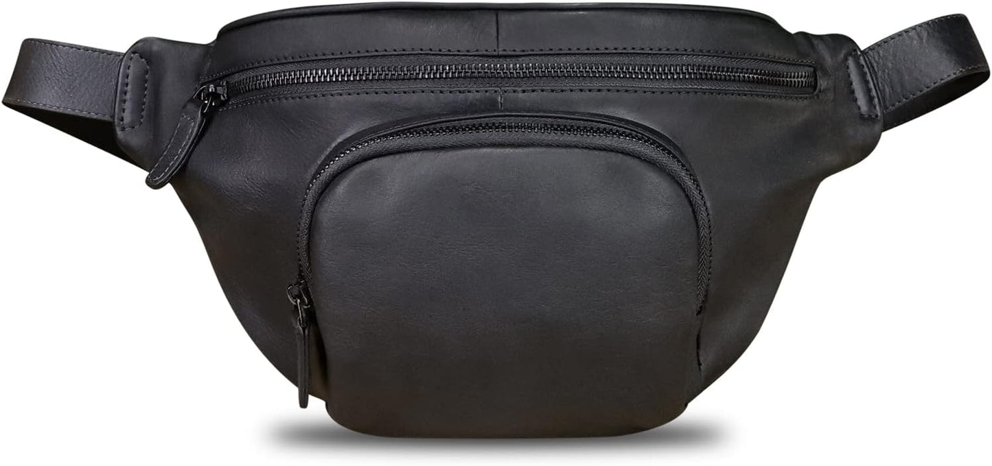 Genuine Leather Fanny Pack for Women and Men Vintage Real Leather Sling Bag Crossbody Bag Fashion Waist Bag Chest Purse (Darkgrey)