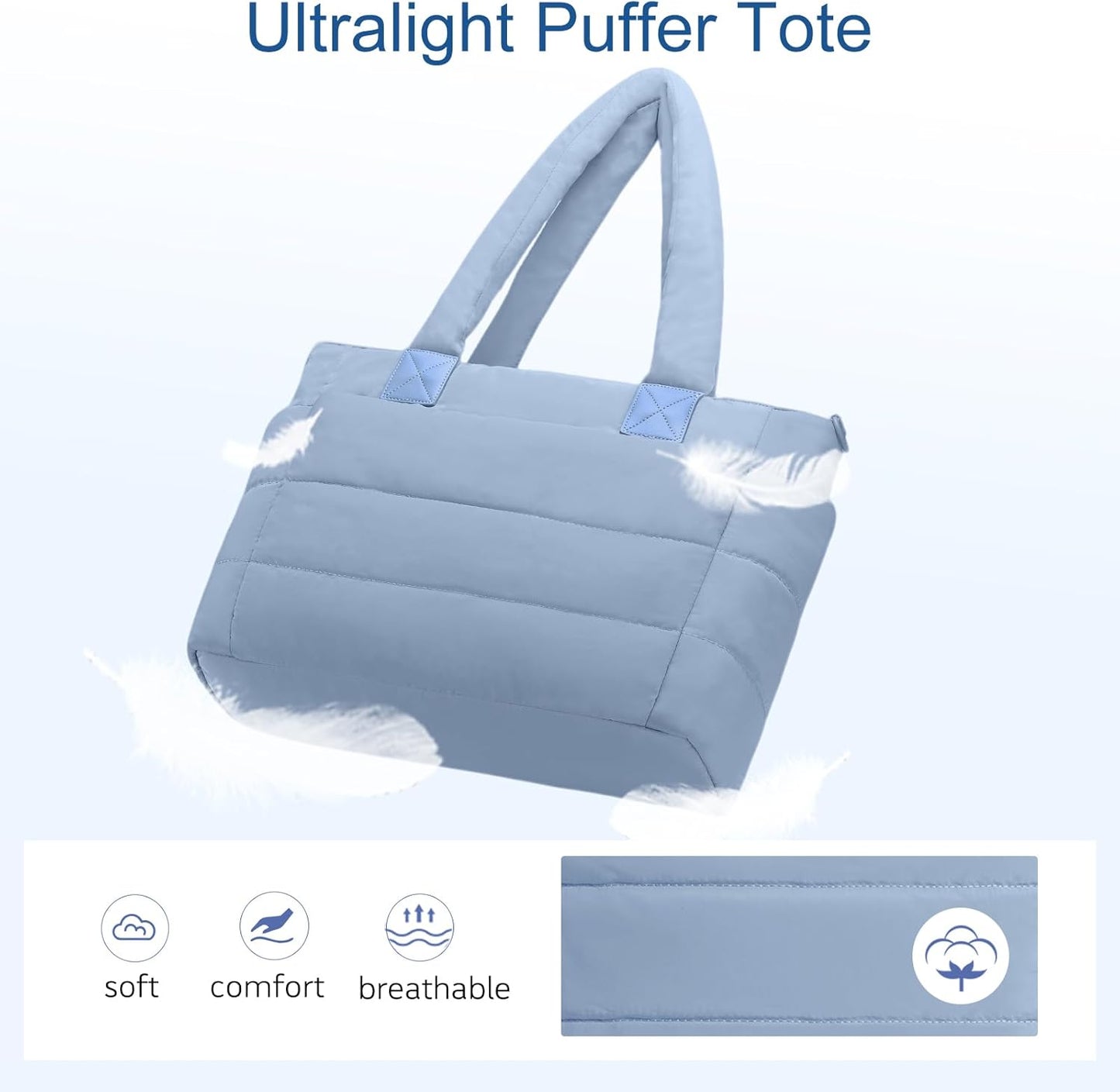 Tote Bag for Women Puffer Tote Bag Large Nurse Bags Shoulder Handbag with Zipper for Work Travel