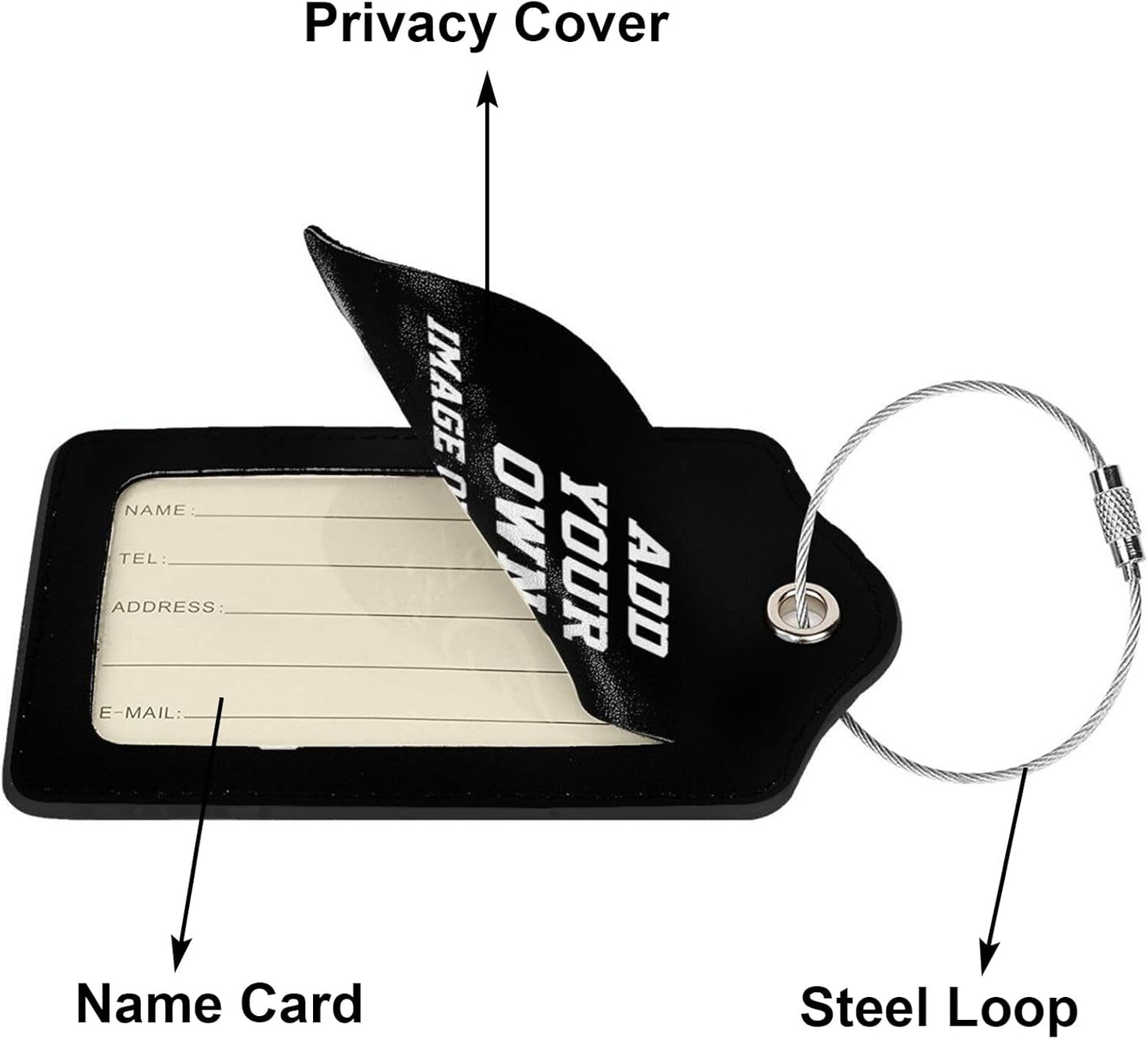 2PC Personalized Luggage Tag with Your Own Photo/Text for Suitcase, Custom Luggage Tags with Picture, DIY Blank Travel Bag Name Tags with Full Privacy Cover, Bulk Baggage ID Identifier Labels