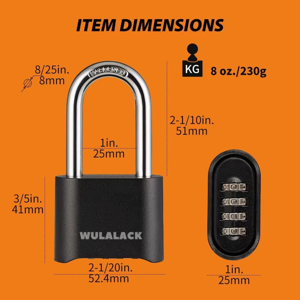 Outdoor Combination Lock, Heavy Duty Weatherproof Pad Locks with Code, Resettable Padlock