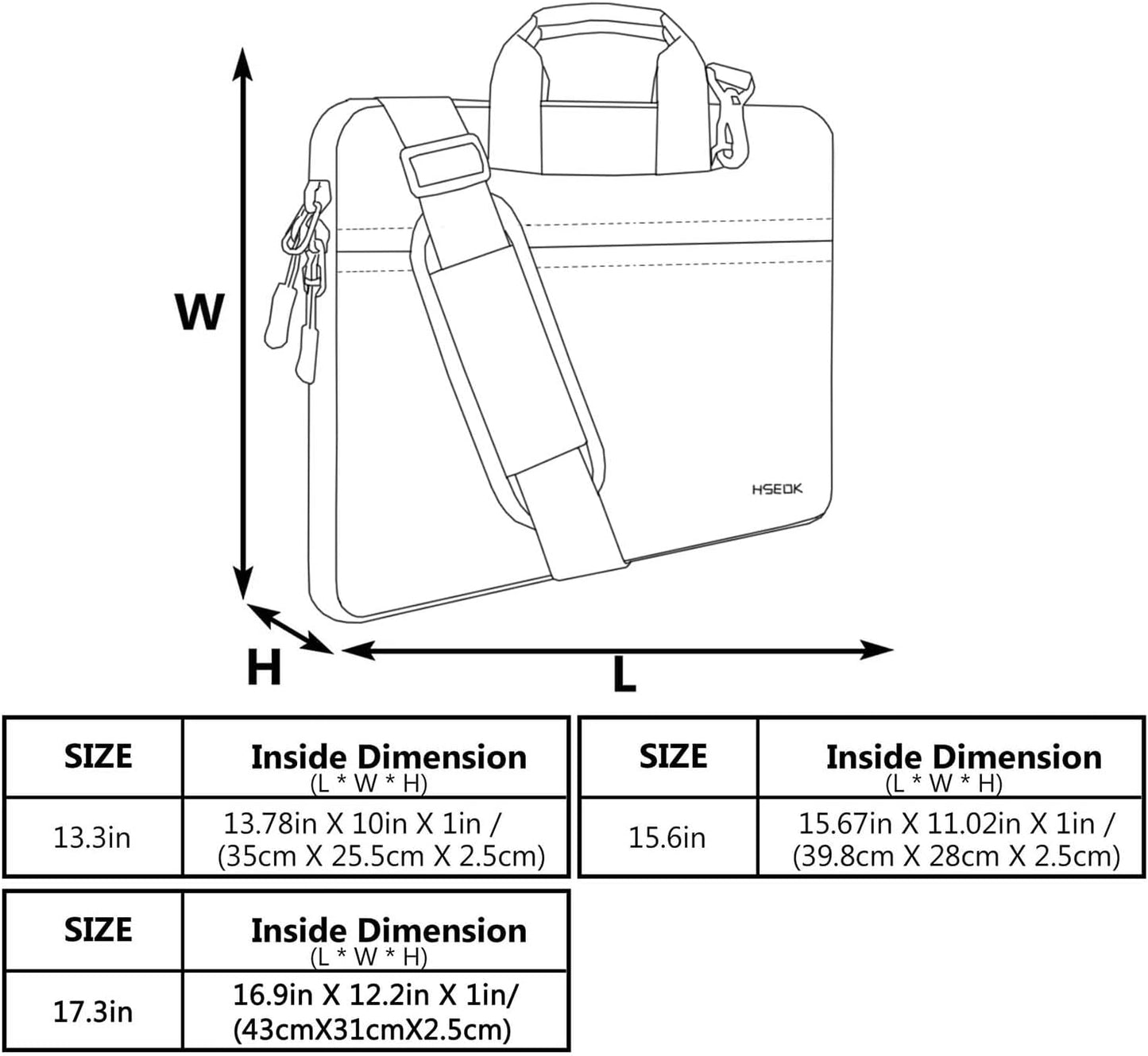 Hseok Laptop Shoulder Bag 17-17.3 inch Case, Durable Shockproof Protective Briefcase with