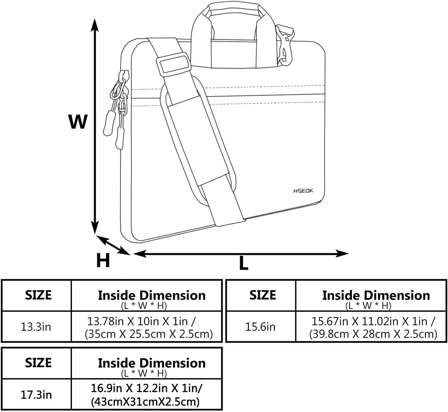 Hseok Laptop Shoulder Bag 17-17.3 inch Case, Durable Shockproof Protective Briefcase with