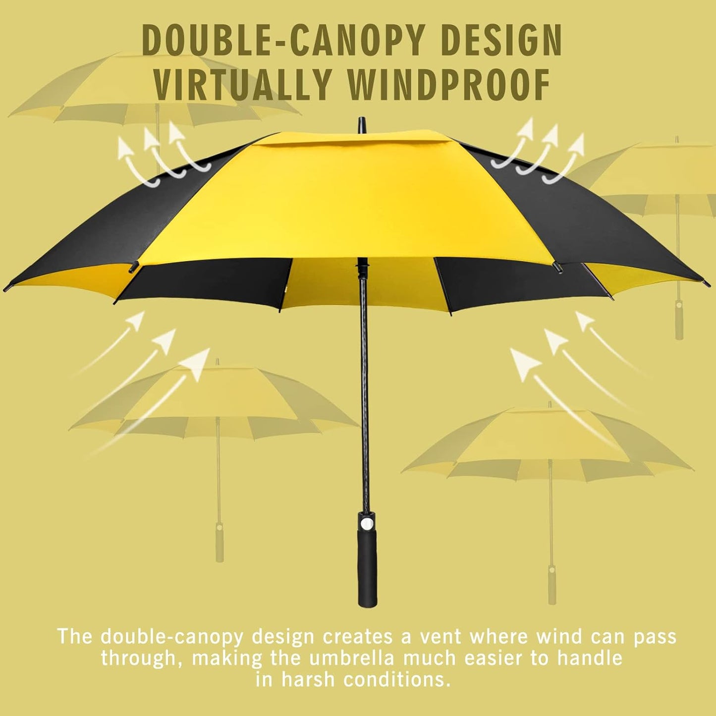 ZOMAKE Golf Umbrella Windproof, Extra Large Oversized Heavy Duty Double Canopy for Rain, Sports Games & Push Cart(51/54/62/68/72Inch)