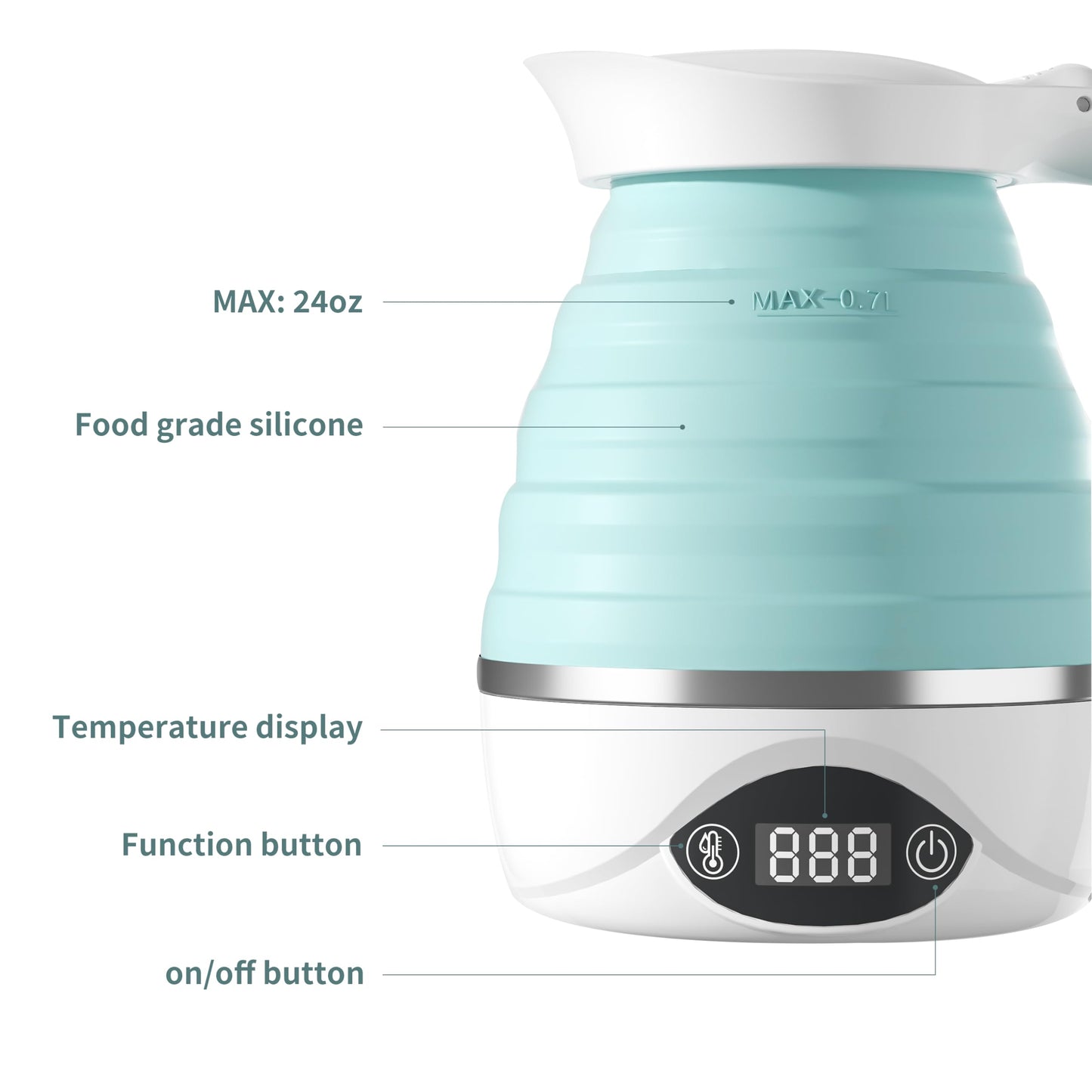 AUCOO Collapsible Travel Kettle Electric Portable Foldable Kettle for Boiling Water, Suitable for