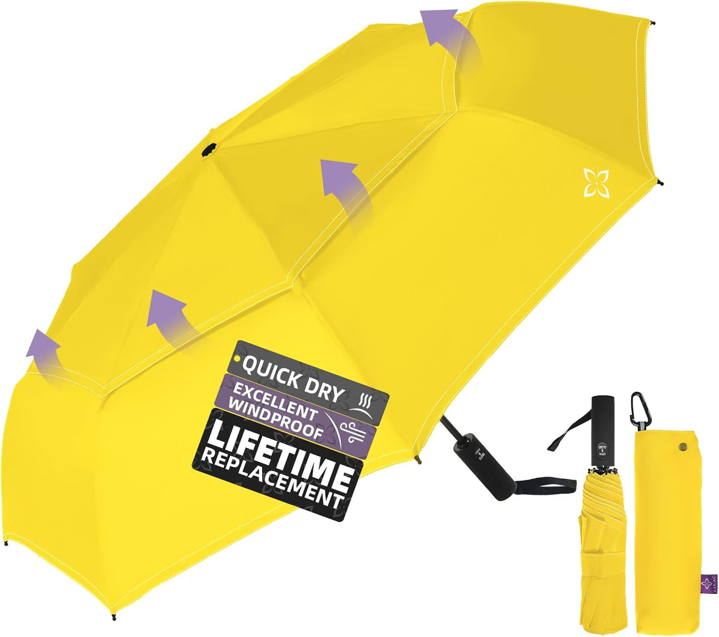 Compact Travel Windproof Umbrella, 43" Auto open/close Folding Quick Dry Umbrellas for Rain, Lightweight Portable Small for Backpack Car, less force to Fold for Women Men Kids, TSA Approved