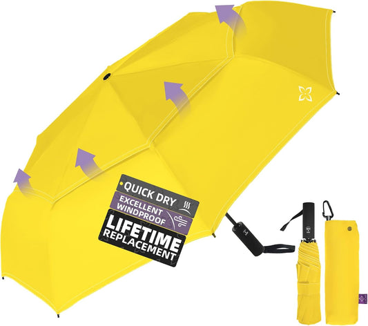 Compact Travel Windproof Umbrella, 43" Auto open/close Folding Quick Dry Umbrellas for Rain, Lightweight Portable Small for Backpack Car, less force to Fold for Women Men Kids, TSA Approved