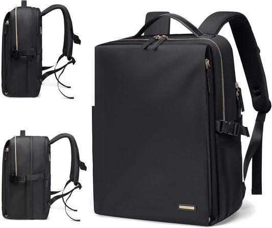 Stylish Laptop Backpack for Women Airline Approved Perfect for Work College and Travel Multi-Functional Casual Daypack Fits 17.3 Inch Notebook (Black)