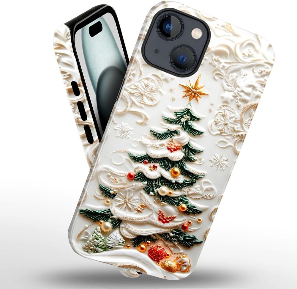 Case for iPhone 13 - Slim Fit Anti-Scratch Phone Case for Girl Women - Christmas Tree Stained Glass (Glossy)
