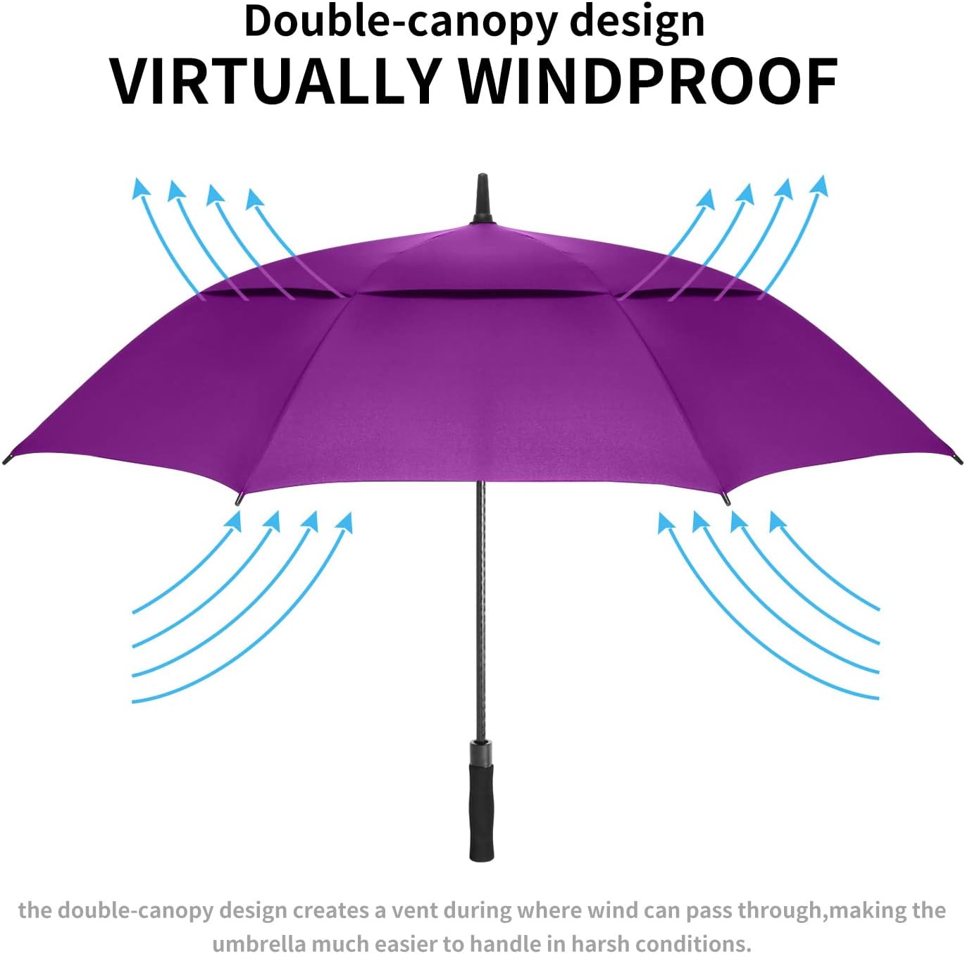 MRTLLOA Extra Large Golf Umbrella, 54/62/68/72 Inch Automatic Open, Oversize Double Canopy Vented Windproof Waterproof Sports Umbrellas for Rain