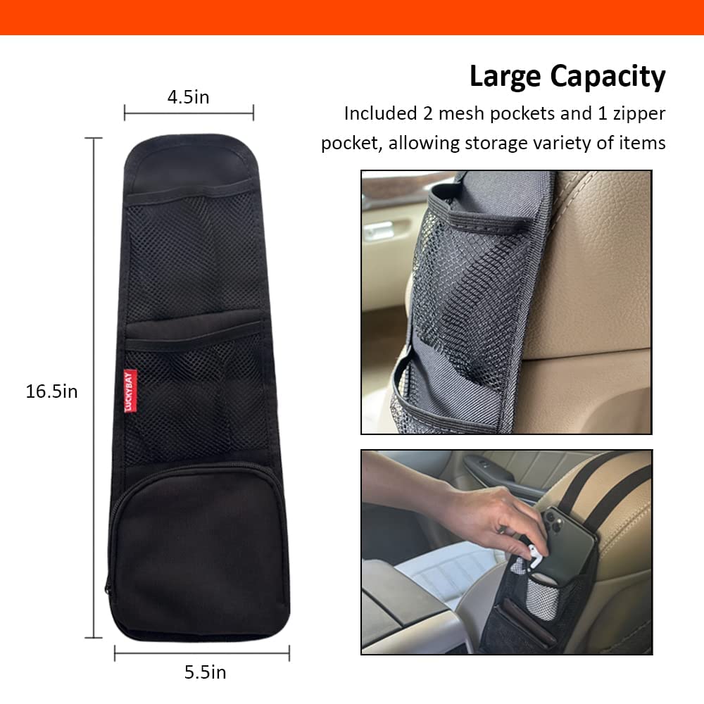 Luckybay Car Seat Side Organizer, Auto Seat Storage Hanging Bag, Phones, Drink, Stuff Holder with