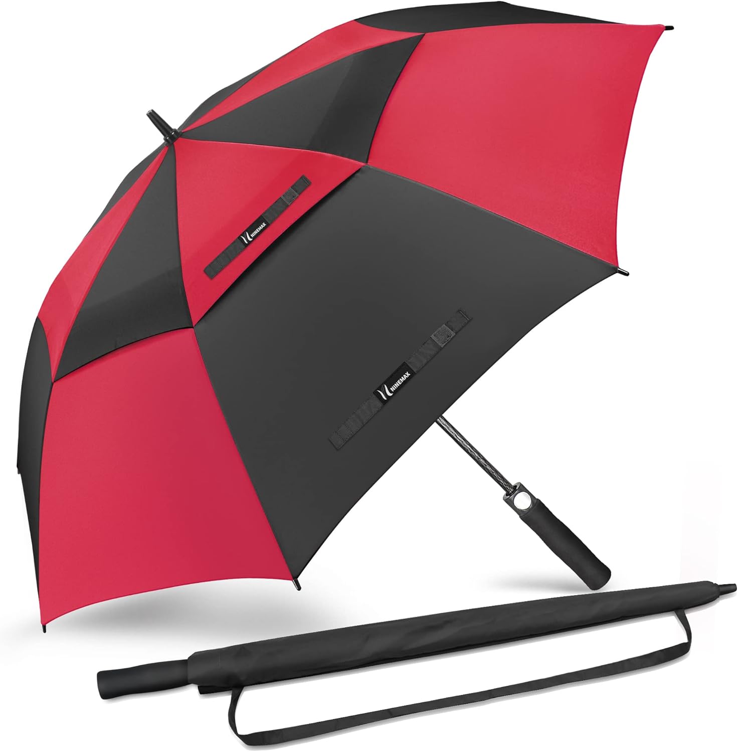 NINEMAX Golf Umbrella 51/54/62/68 Inch Automatic Open, Large Double Canopy Vented Oversize Stick