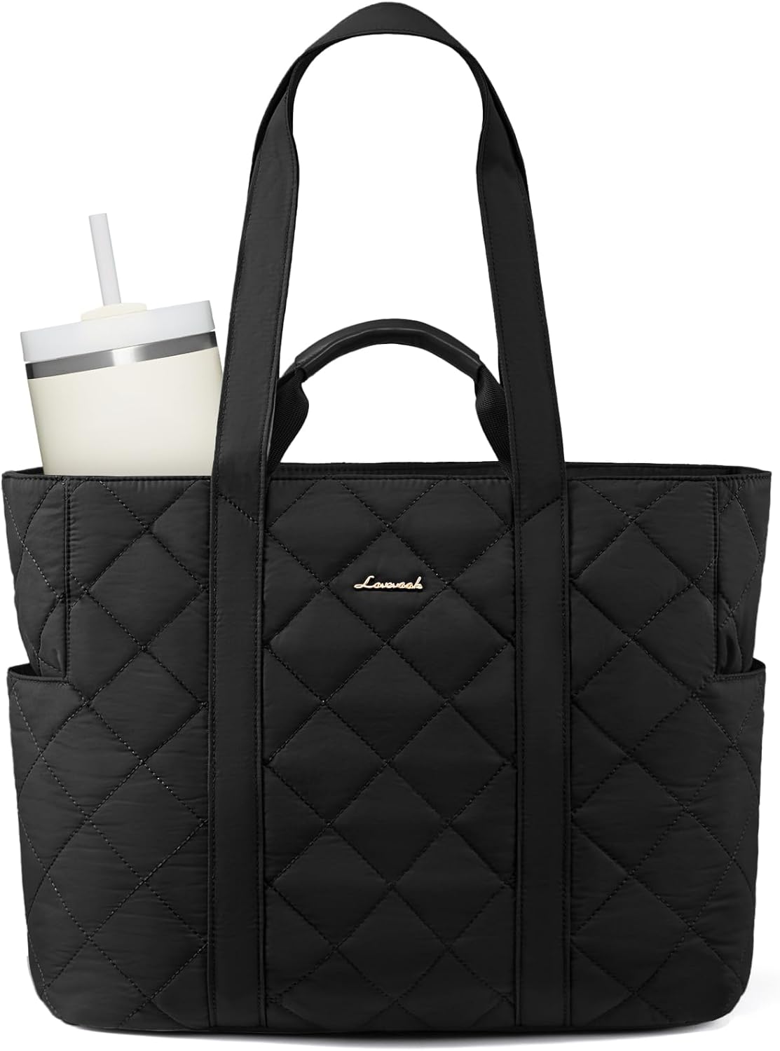 LOVEVOOK Laptop Tote Bag for Women,Quilted Puffer Laptop Bag Purse Computer Travel Work Tote Bags for Women with Zipper