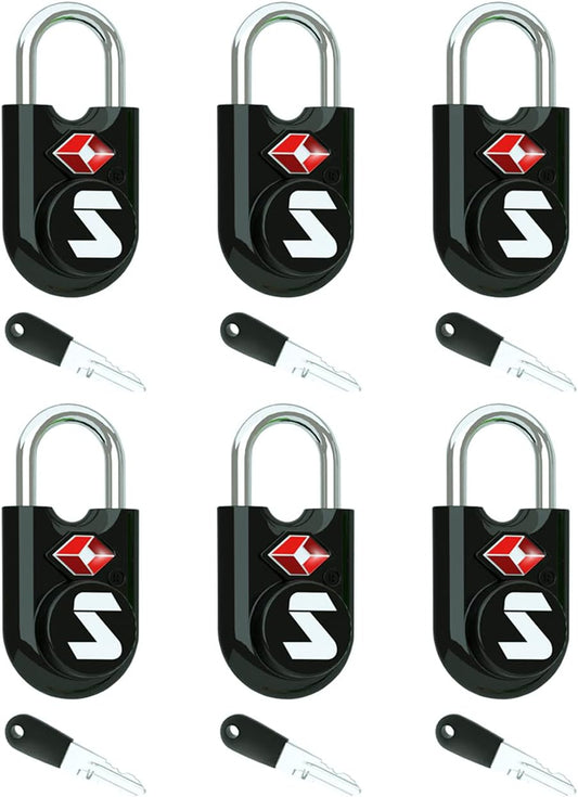 Sure Lock TSA Approved Luggage Locks Mini Size Lock with Keys for Travel, Zinc Alloy Body with Steel Shackle, Key Alike, Key Alike in The Same Package
