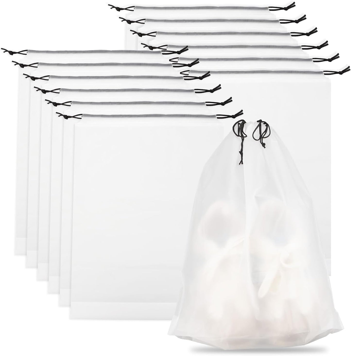 Teskyer Transparent Shoe Bags for Travel, 15.7" x 11.8" Waterproof Portable Travel Shoe Storage Bags for Packing - Travel Essentials for Men & Women, 12 PCS