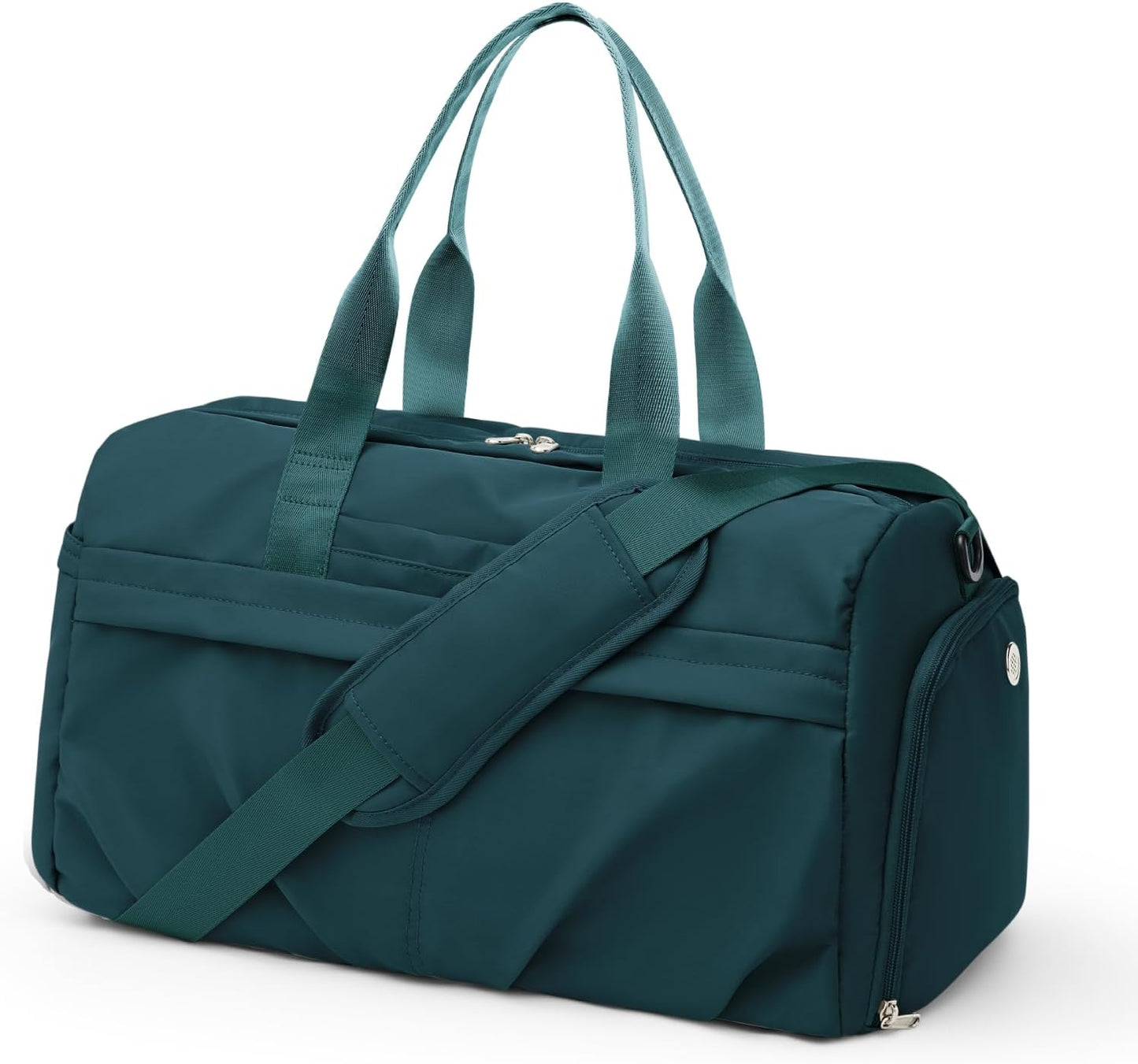 Gym Bag for Women Men with Shoe Compartment, Sport Duffel Bag, Waterproof Travel Weekender Overnight Carry on Bag for Yoga with Trolley Sleeve, Peacock Blue