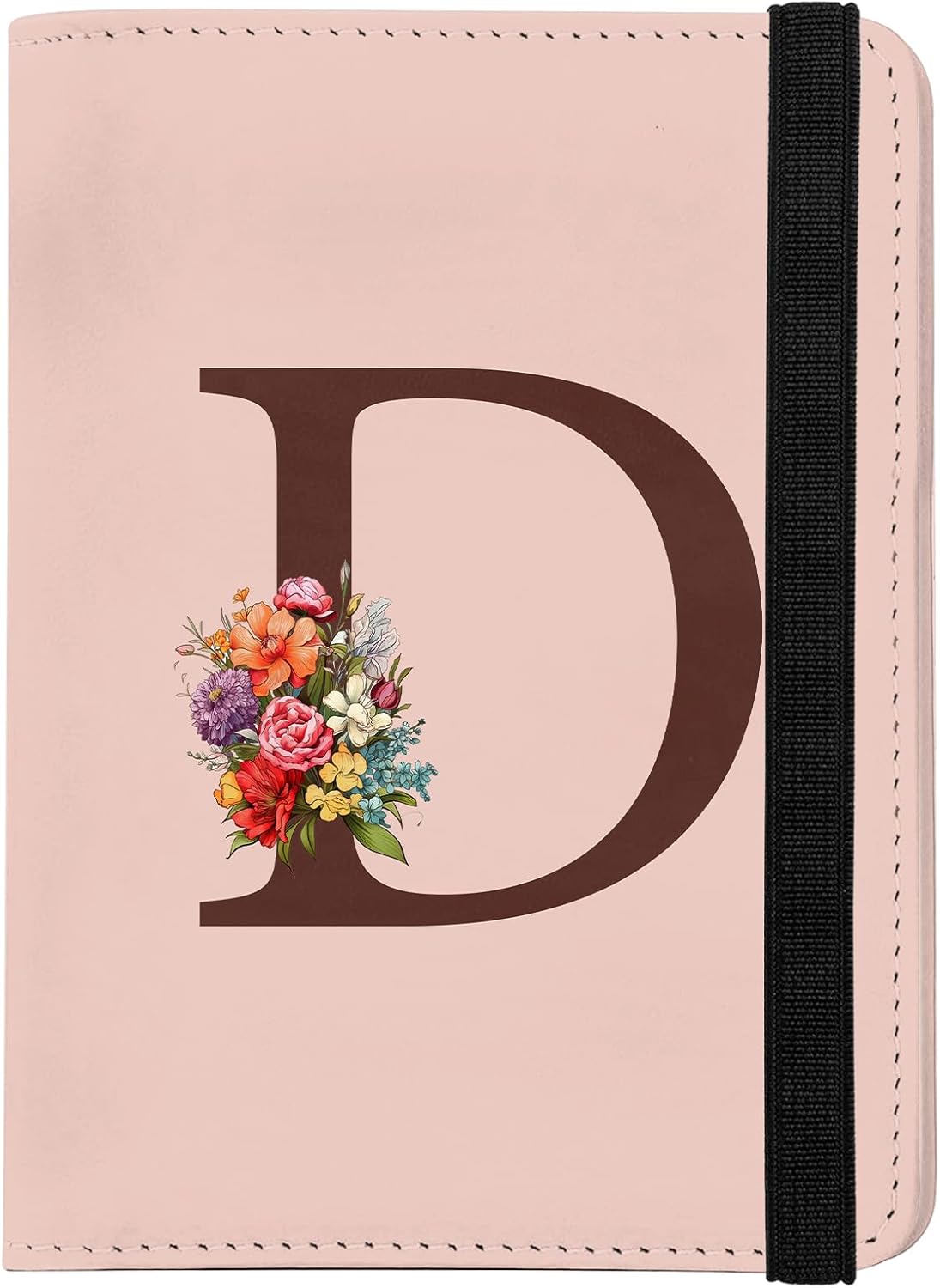 Cute Passport Holder and Holder Combo Passport Cover with Compatible Wallet Credit Card Protector RFID Blocking Women Men (Pink Initial Monogram-D)