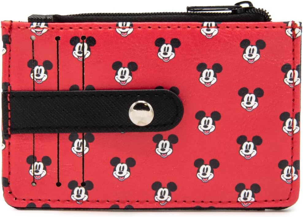 Buckle-Down Women's Wallet ID/Card Holder-Mickey Mouse Smiling Expression Monogram Red, 4.5" x 3.0"