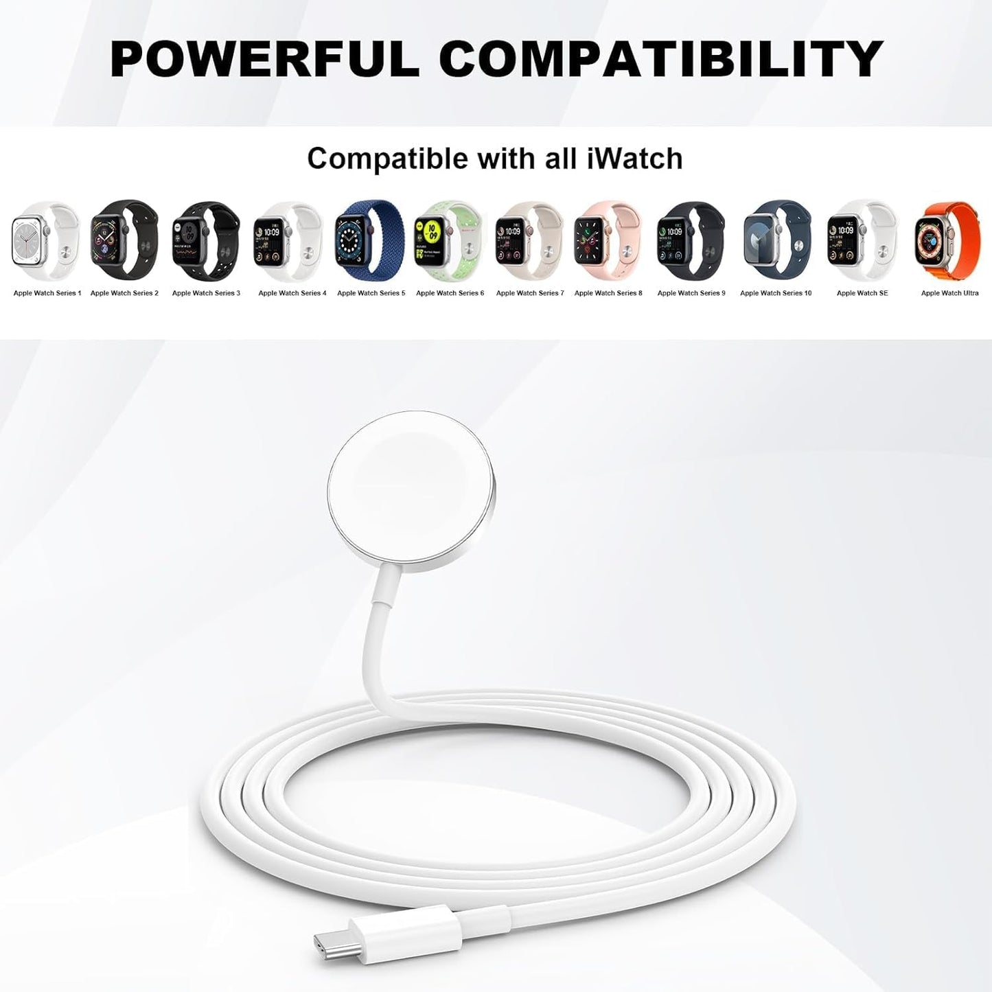 Apple Watch Charger, [MFi Certified] iPhone Magnetic iWatch Charger to 6ft USB C Fast Charging Cable Cord Long and Type C Wall Charging Block Plug for iWatch Series 10/9/Ultra/8/7/SE/SE2/6/5/4/3/2/1