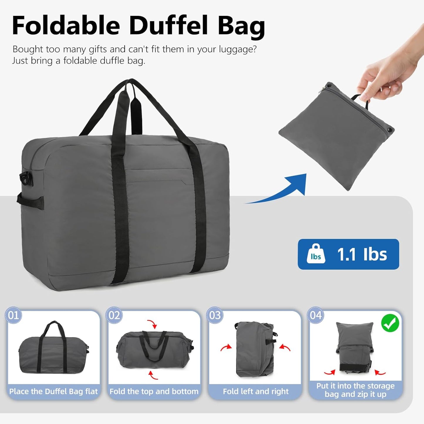 Extra Large Duffle Bag, 110L Storage Foldable Travel Duffle Bag for Men Women, Lightweight Weekender Bag for Overnight Camping