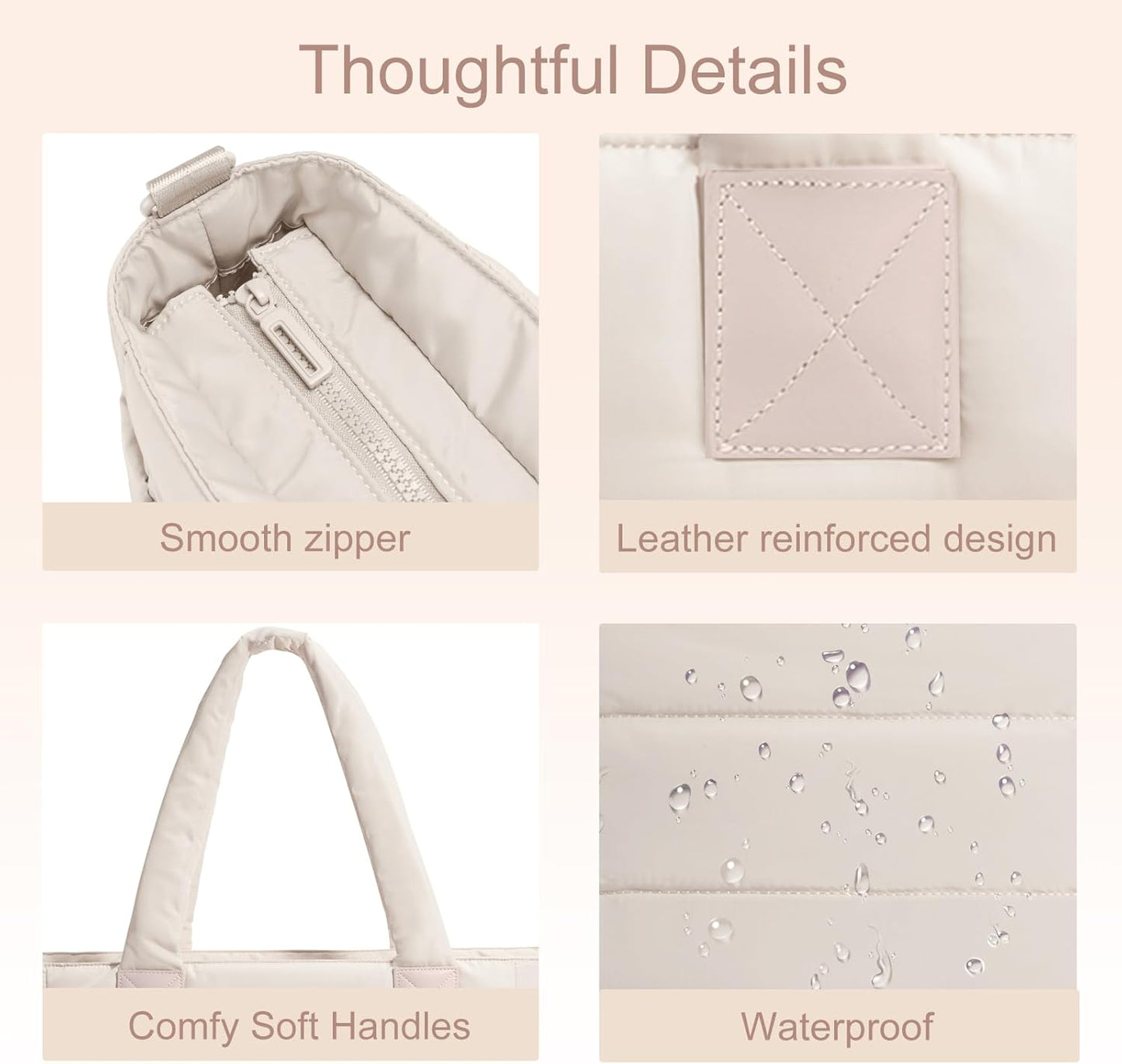 Tote Bag for Women Puffer Tote Bag Large Nurse Bags Shoulder Handbag with Zipper for Work Travel