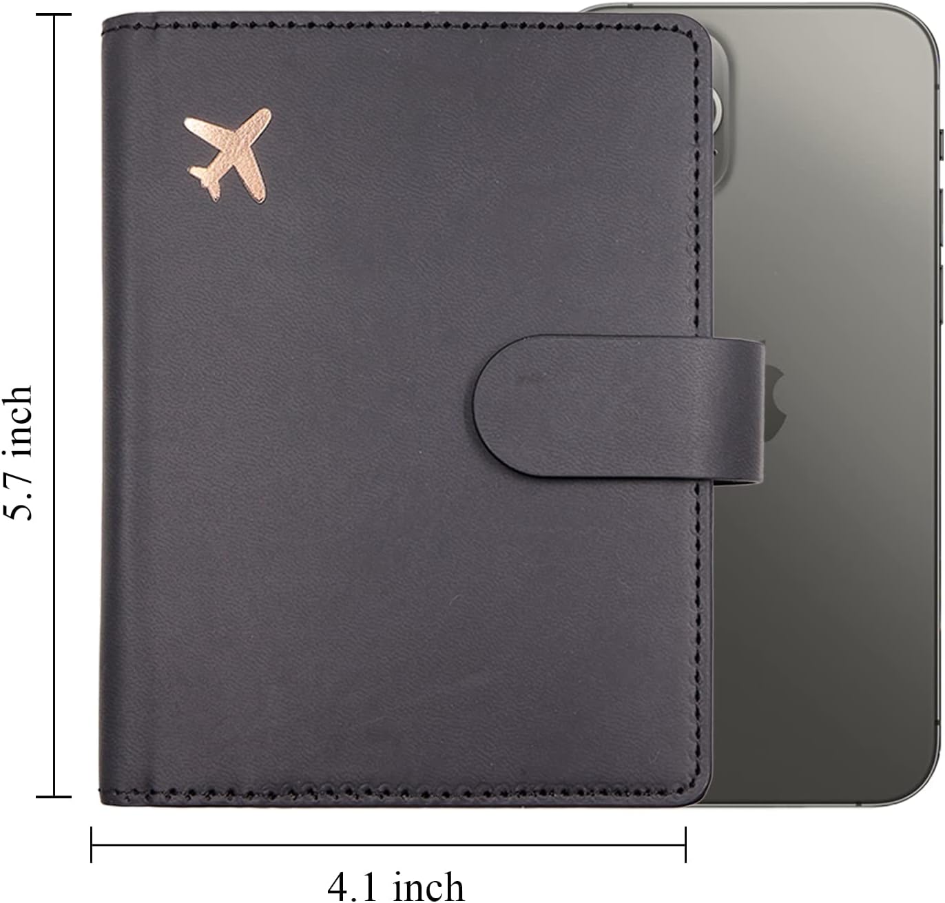 Deziliao Unisex Faux Leather Passport and Vaccine Card Holder, Black, Slim, Waterproof, Lightweight, RFID Blocking