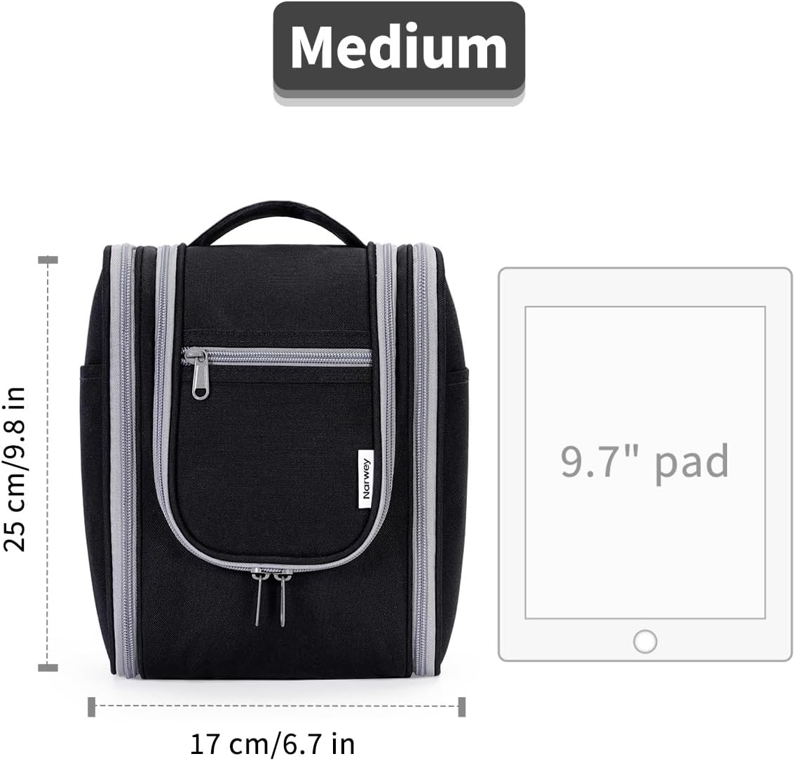 Narwey Small Hanging Travel Toiletry Bag Cosmetic Make Up Organizer for Women and Men (Medium